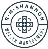 R.M. Shannon Wealth Management circular black-and-white logo with geometric emblem centered