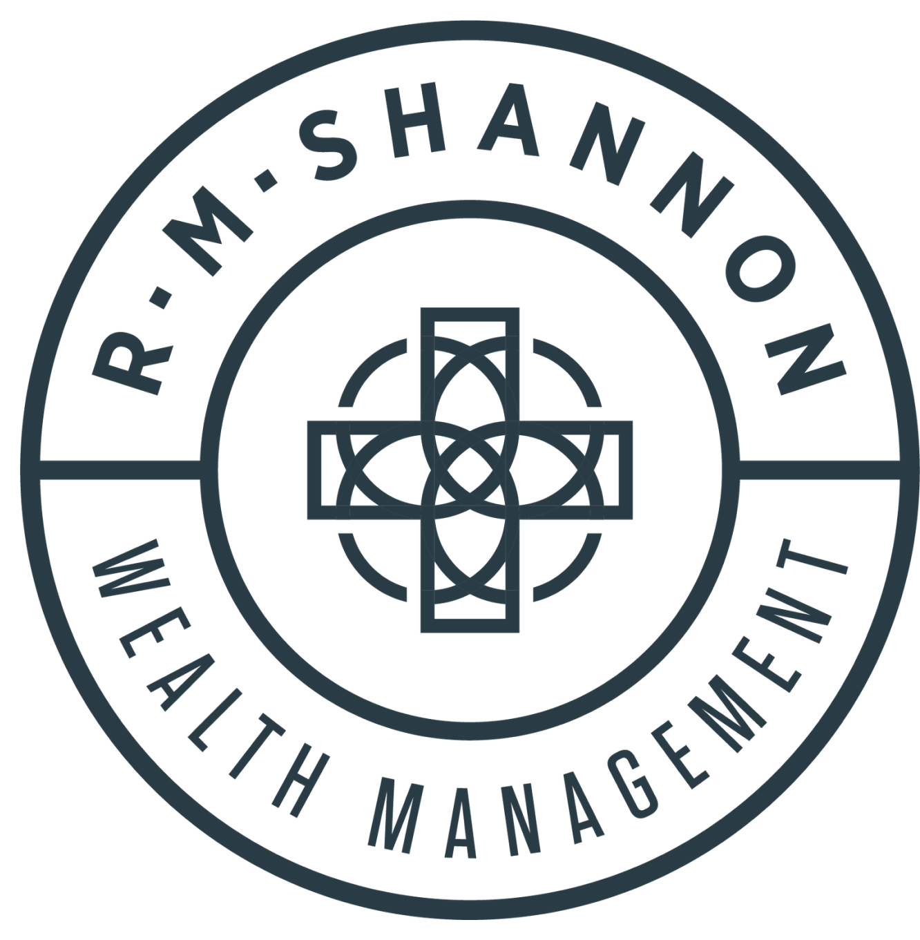 R.M. Shannon Wealth Management circular black-and-white logo with geometric emblem centered