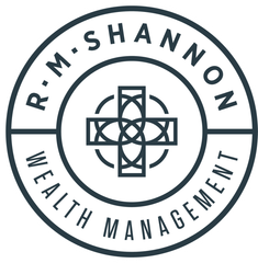 R.M. Shannon Wealth Management circular black-and-white logo with geometric emblem centered