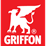 Un griffon blanc avec des ailes est sur fond rouge.