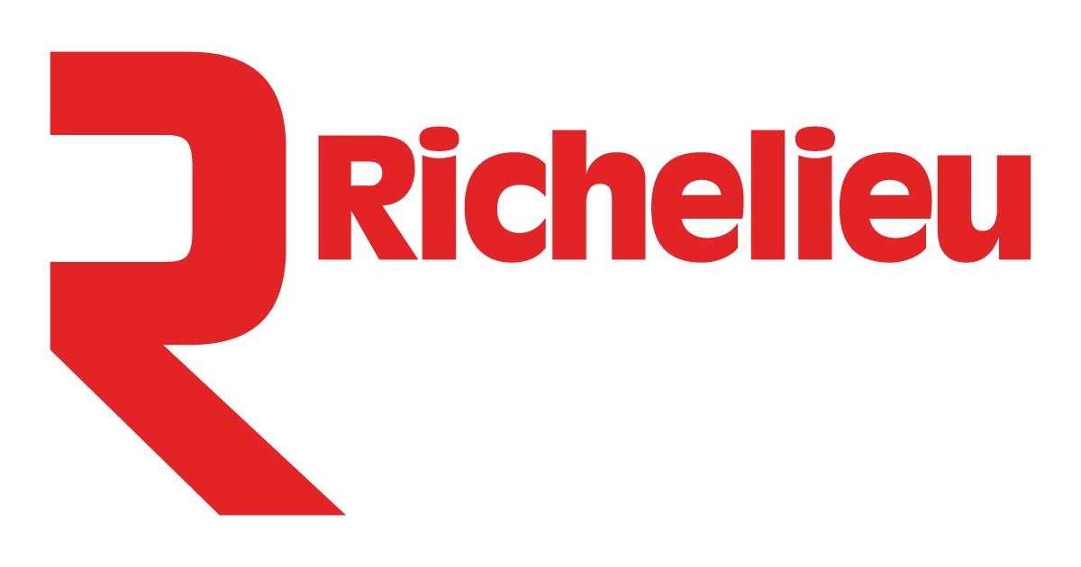 Un logo rouge et blanc pour richelieu sur fond blanc.