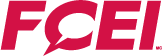 Un logo rouge et blanc pour foei avec une bulle