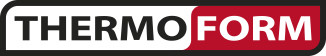 Le logo du thermoformé est rouge et blanc avec une bordure noire.