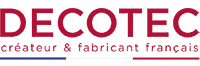 Un logo rouge et blanc pour une entreprise appelée décotec