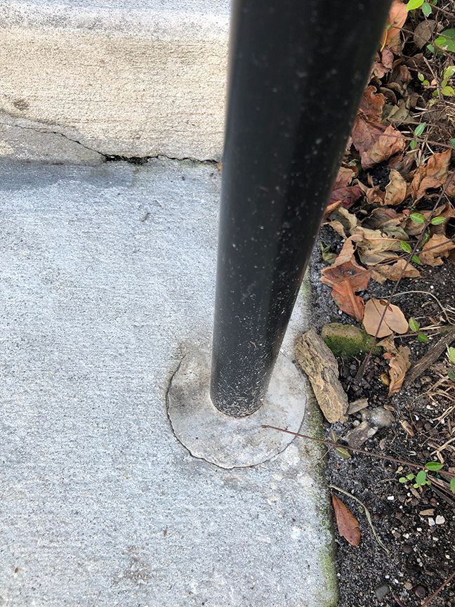 concrete support for pipe rail installation