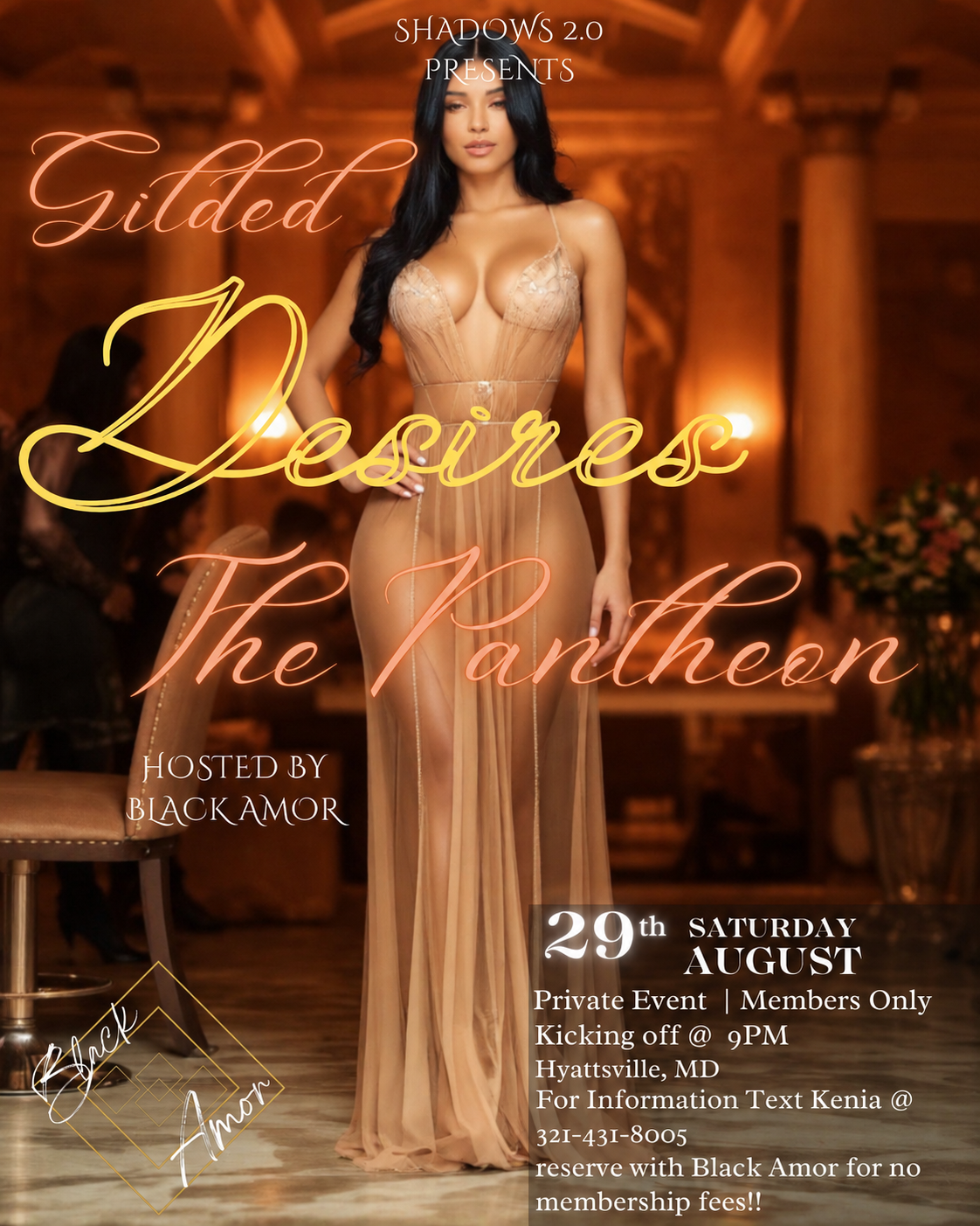Shadows Private Club Presents Gilded Desires: The Pantheon, hosted by Black Amor