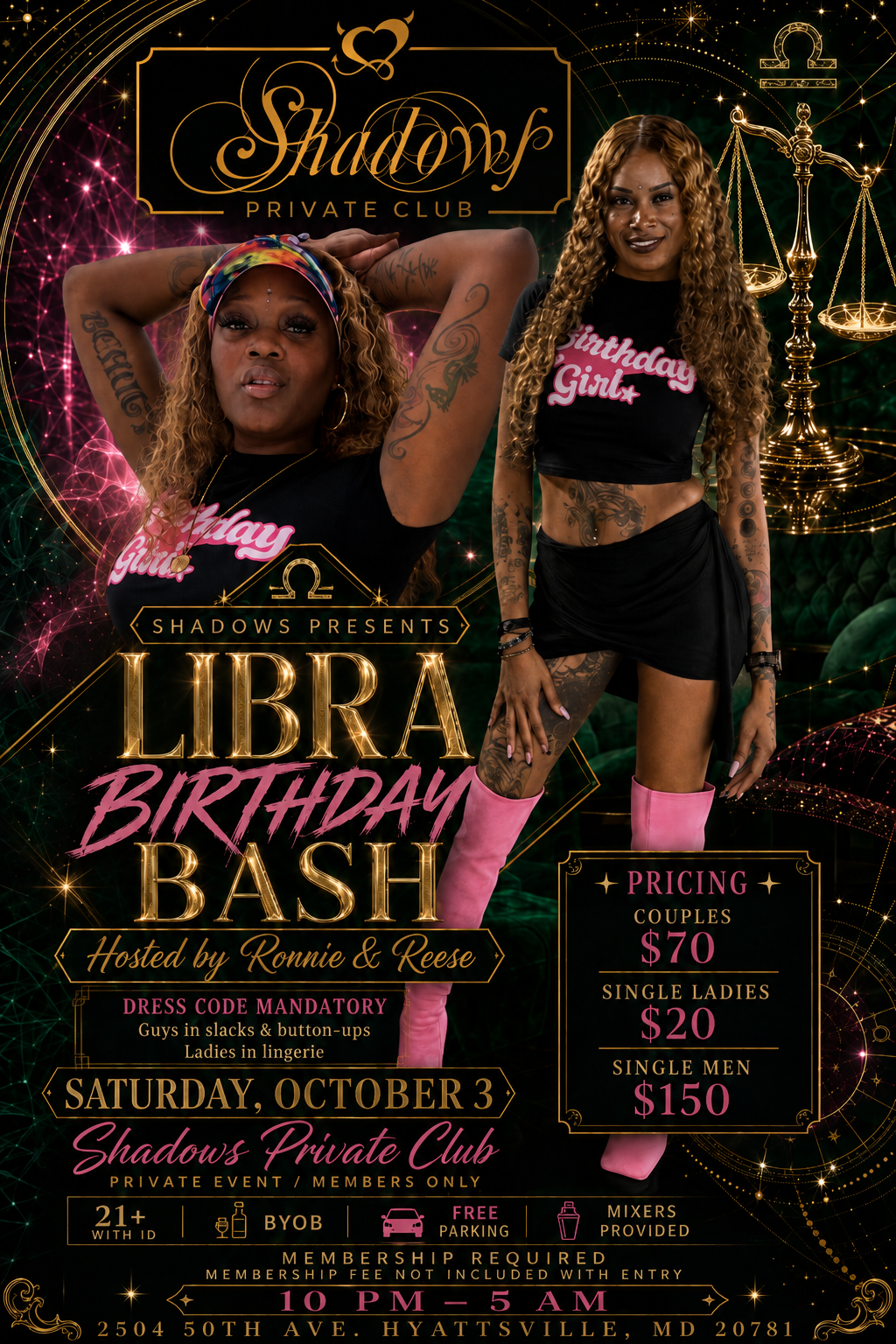 Shadows Presents: Ronnie & Reese’s Libra Birthday Bash