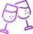 A purple icon of two wine glasses clinking together in a toast.