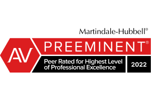 The logo for martindale-hubbell preeminent peer rated for highest level of professional excellence