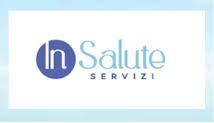 Logo InSalute Servizi con icona circolare blu e testo azzurro su sfondo bianco.