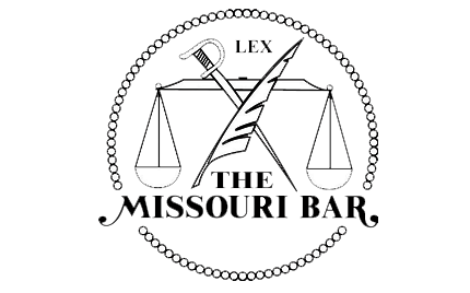 Missouri Bar logo: Scales of justice with sword and quill pen,