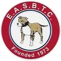 Logo of the E.A.S.B.T.C. featuring a brown and white pit bull inside a red and white circle. Founded 1973.