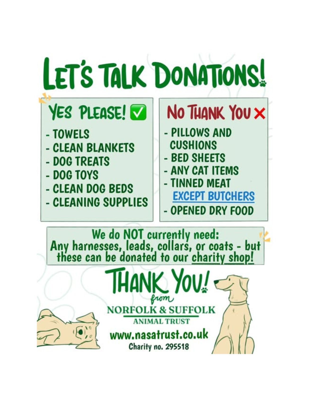 image showing items that can and can't be donated
