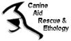 Logo for Canine Aid Rescue & Ethology; abstract shape with text.