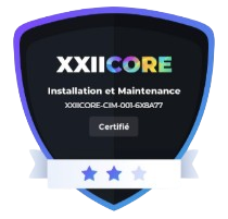 Un bouclier avec le mot xxiicore dessus