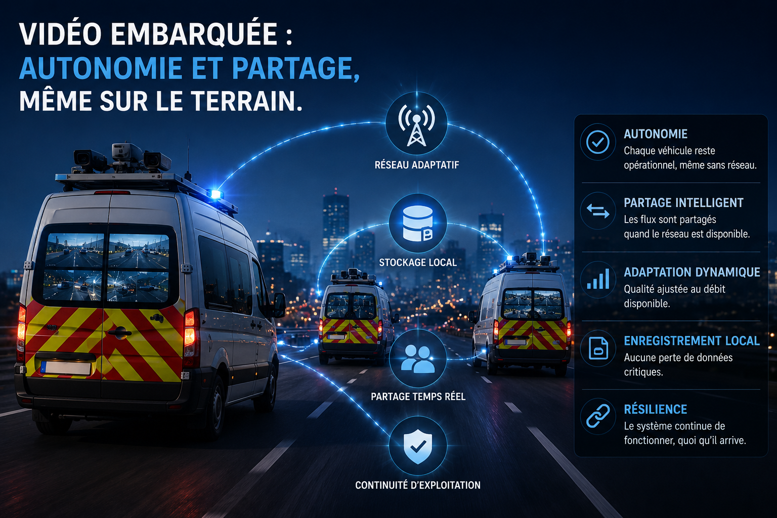 Architecture de vidéo embarquée pour véhicules d’intervention : autonomie locale, partage intelligen