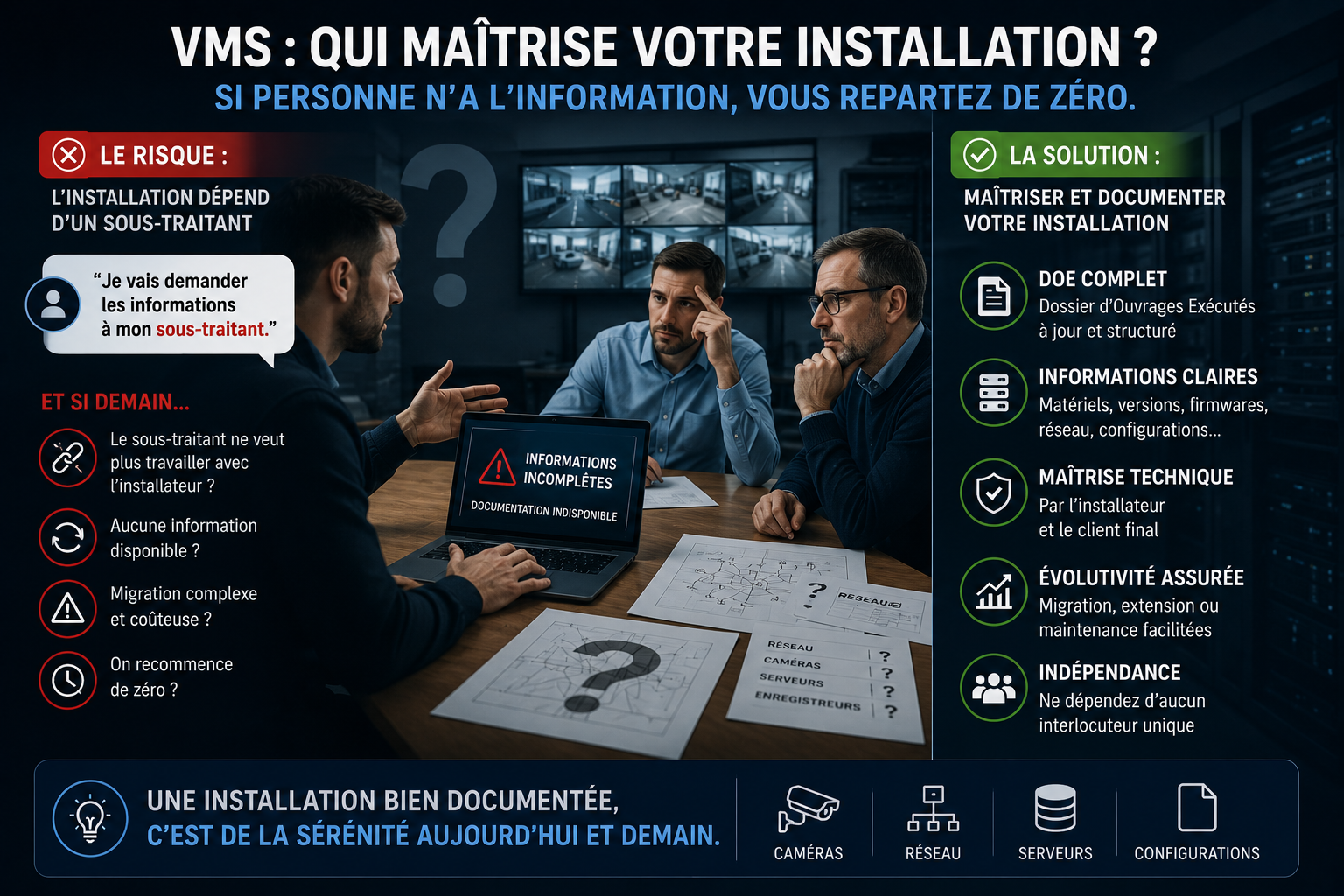 Migration VMS et importance des DOE complets pour maîtriser son installation.