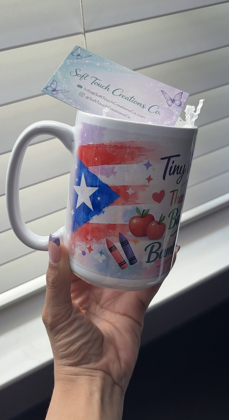 Custom Puerto Rico flag themed mug