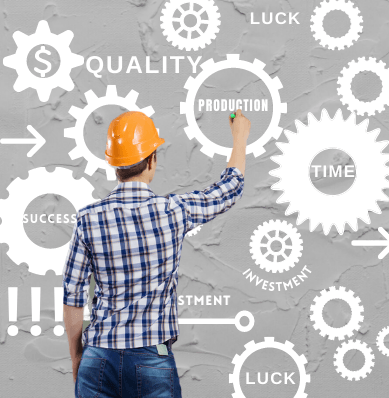 Person in a hard hat and plaid shirt writing