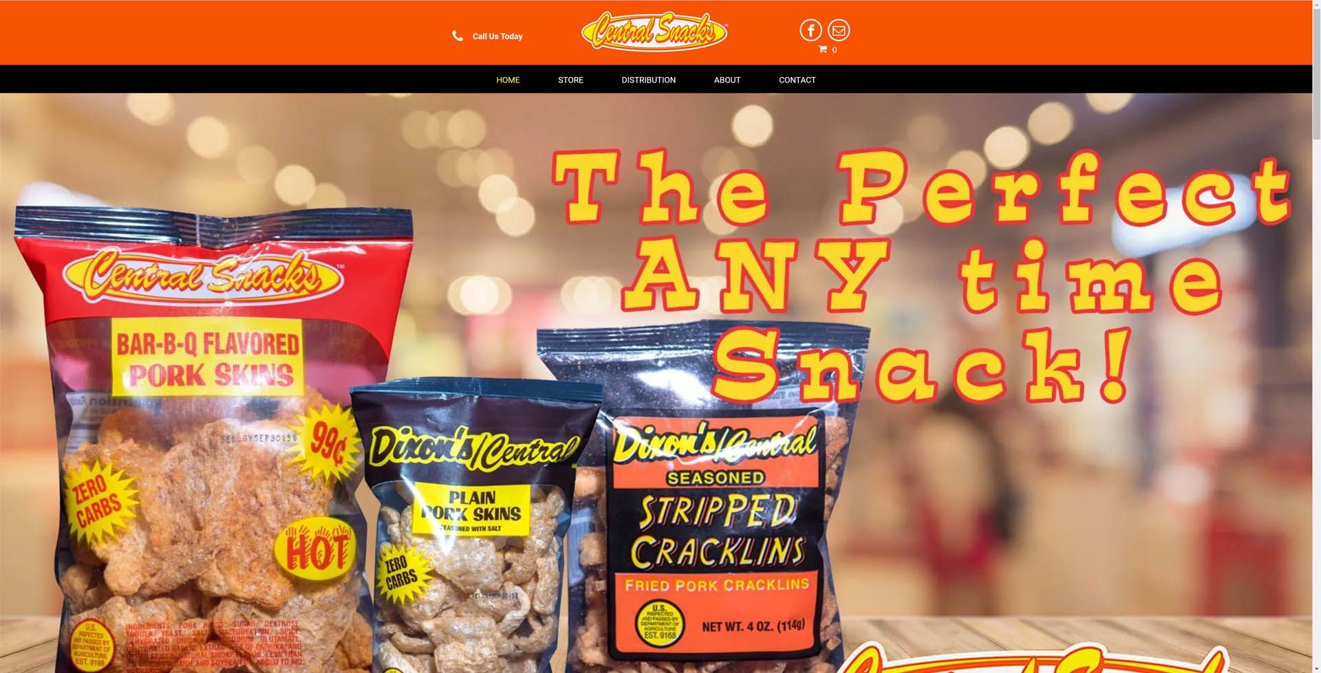 A screenshot of a website that says `` the perfect any time snack ! ''