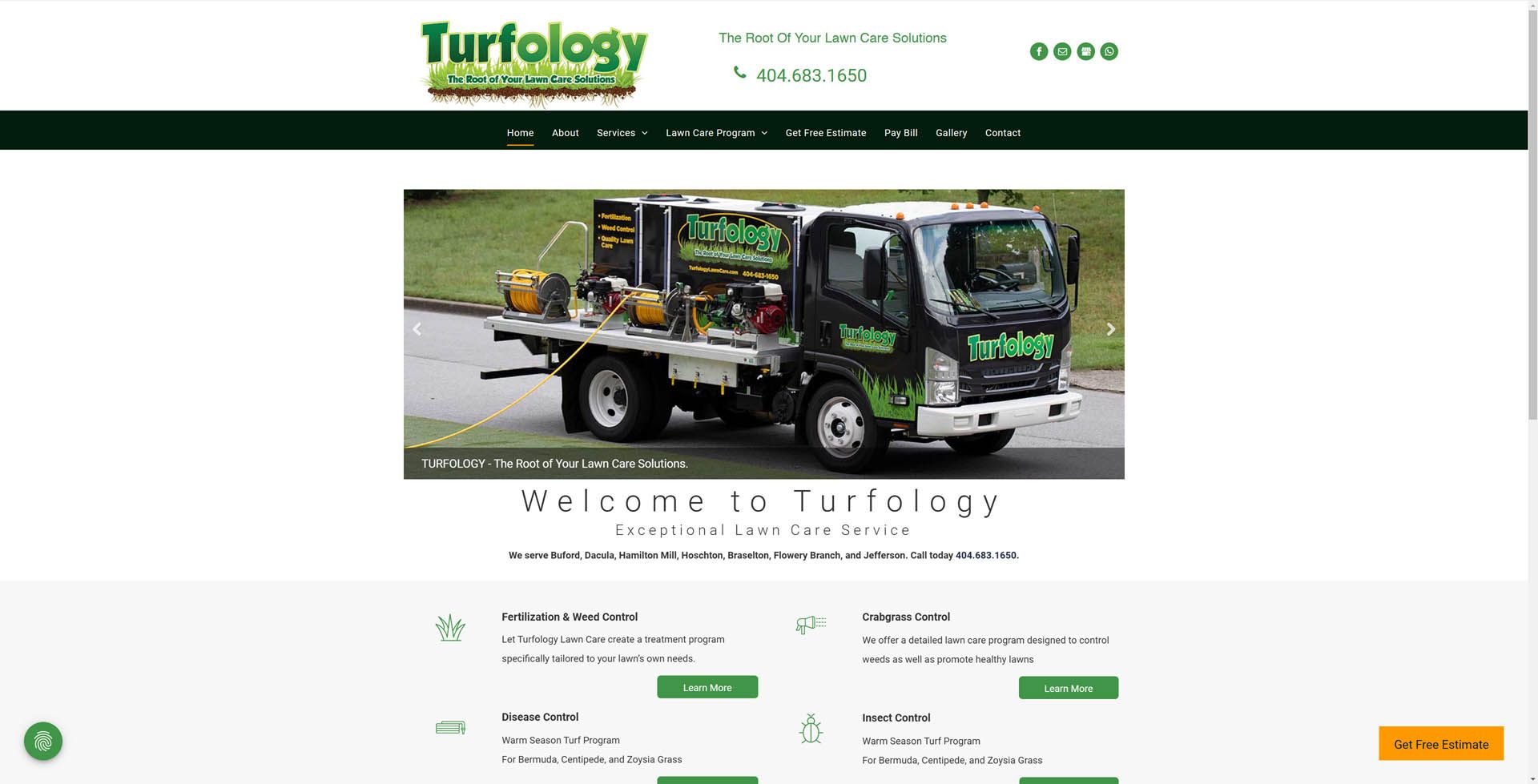 A truck is driving down a road on a website.