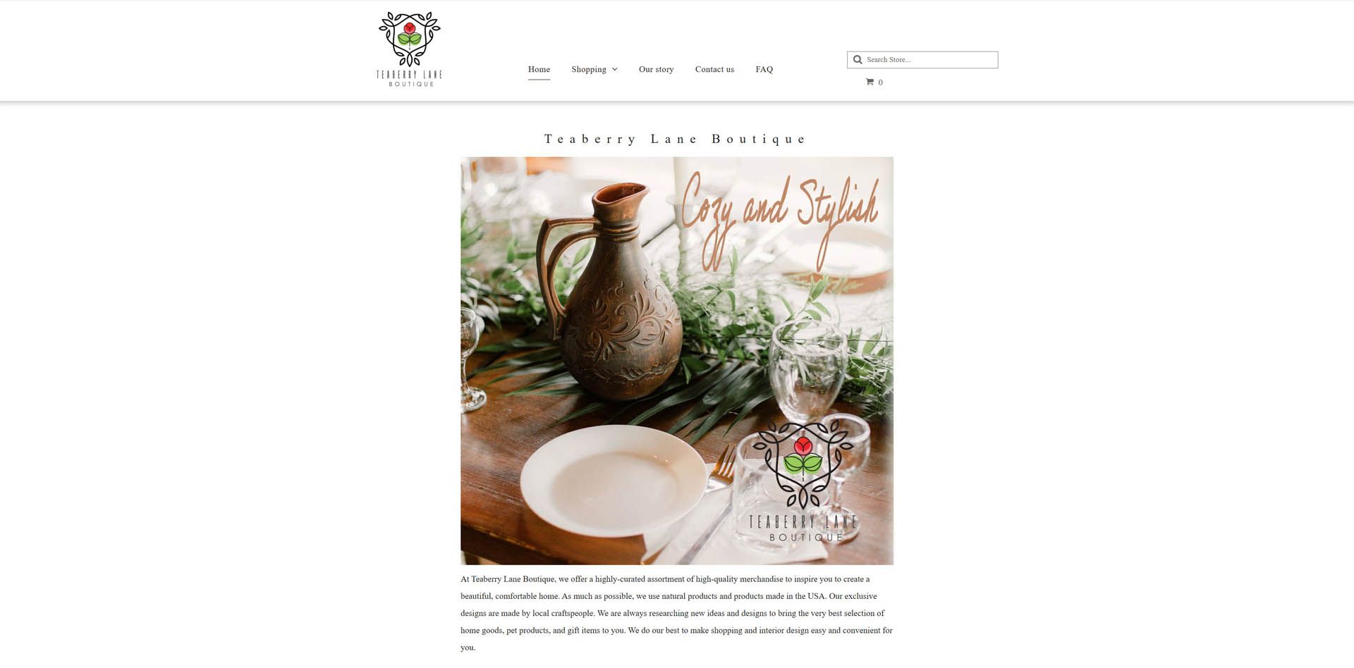 A screenshot of a website showing a table setting with plates and glasses.