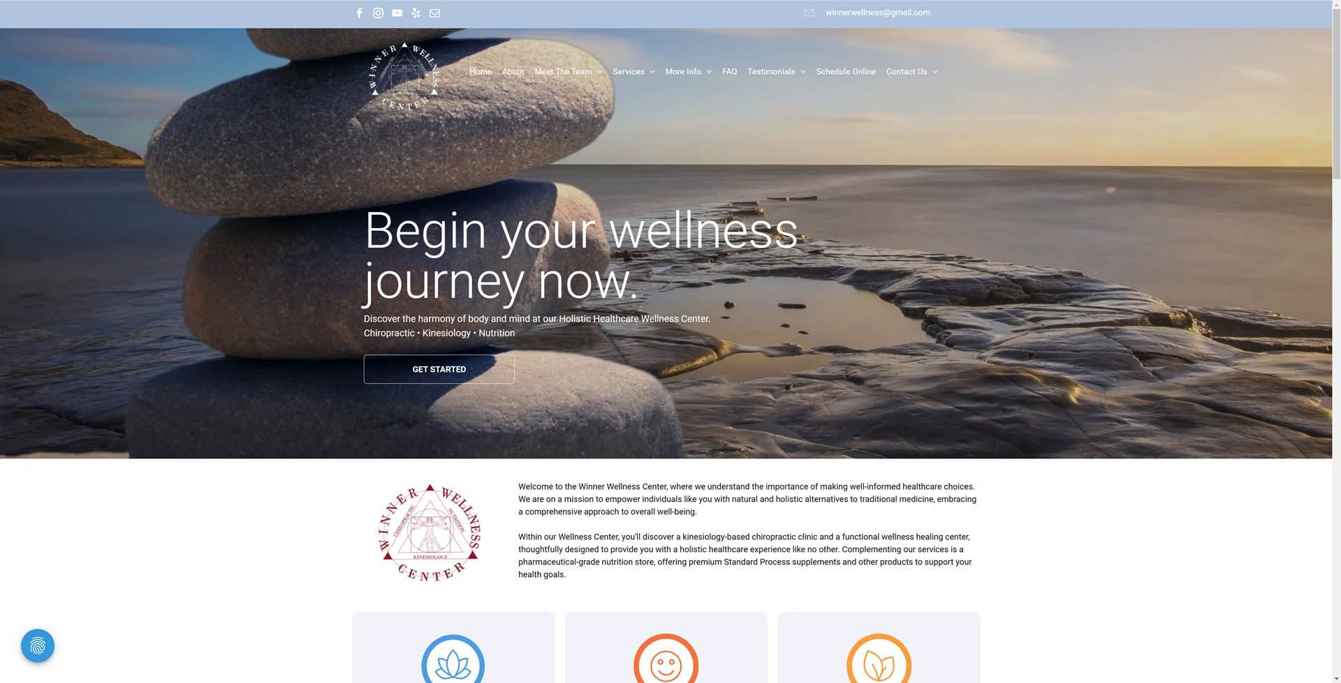 A screenshot of a website that says begin your wellness journey now