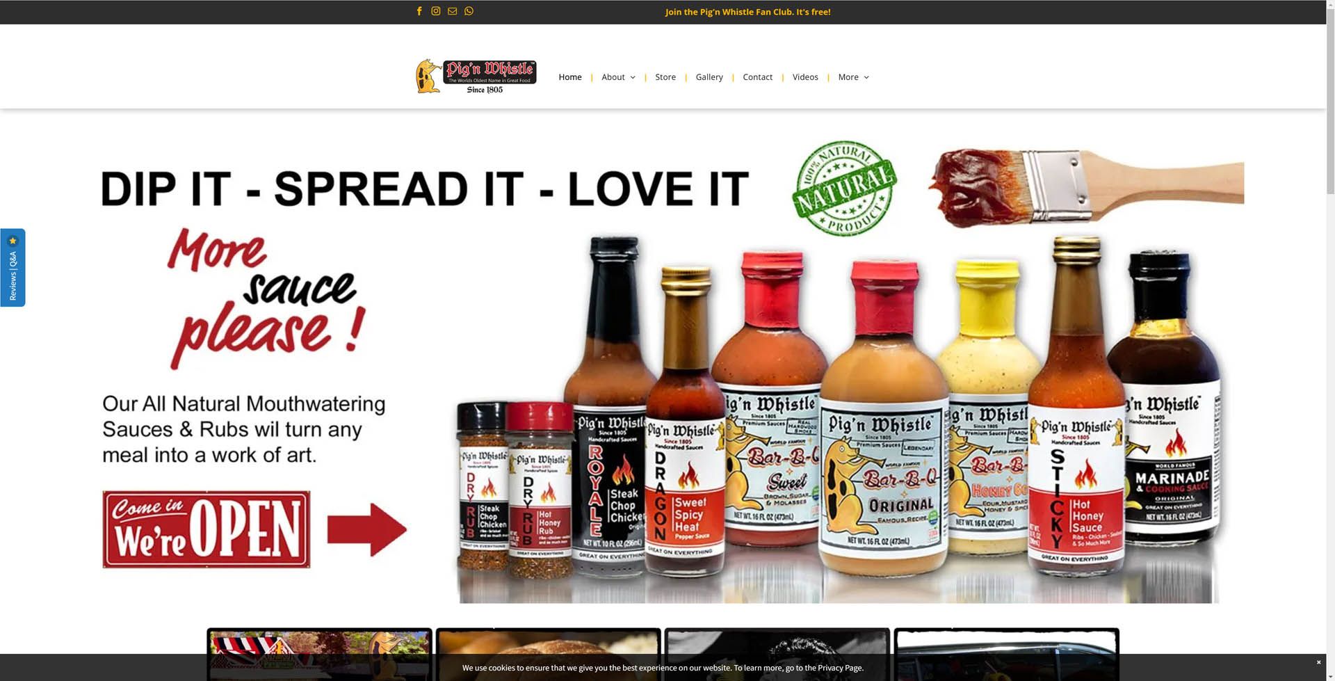 A website for a company called dip it spread it love it