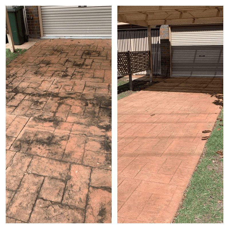 Before and After Cleaning the Driveway — CPR Exterior Cleaning in Svensson Heights, QLD