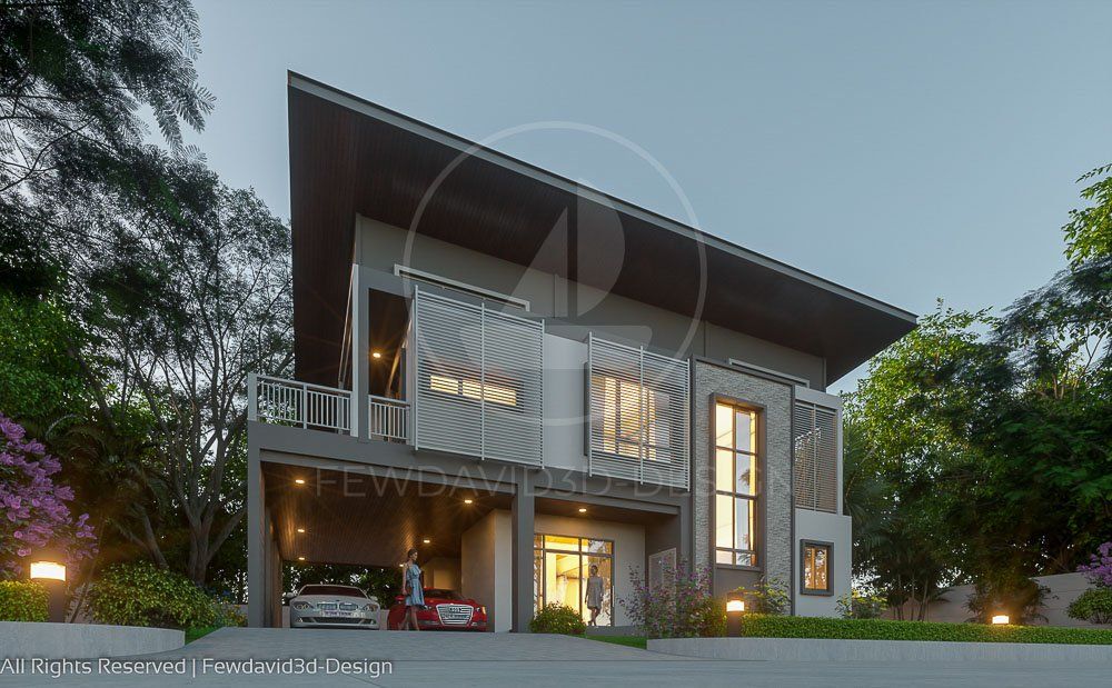 รับออกแบบบ้าน,บ้าน2ชั้น,โมเดิร์น,เขียนแบบ,หน้าตาบ้าน