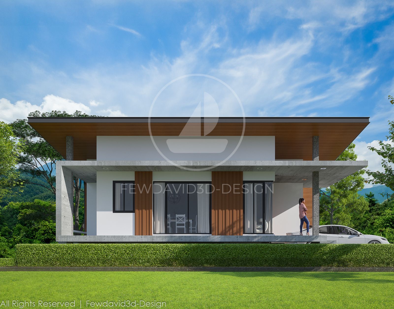 บ้านโมเดิร์นในบรรยากาศธรรมชาติ พร้อมพื้นที่จอดรถ
