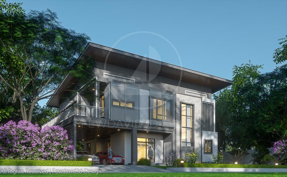 รับออกแบบบ้าน,บ้าน2ชั้น,โมเดิร์น,เขียนแบบ,หน้าตาบ้าน
