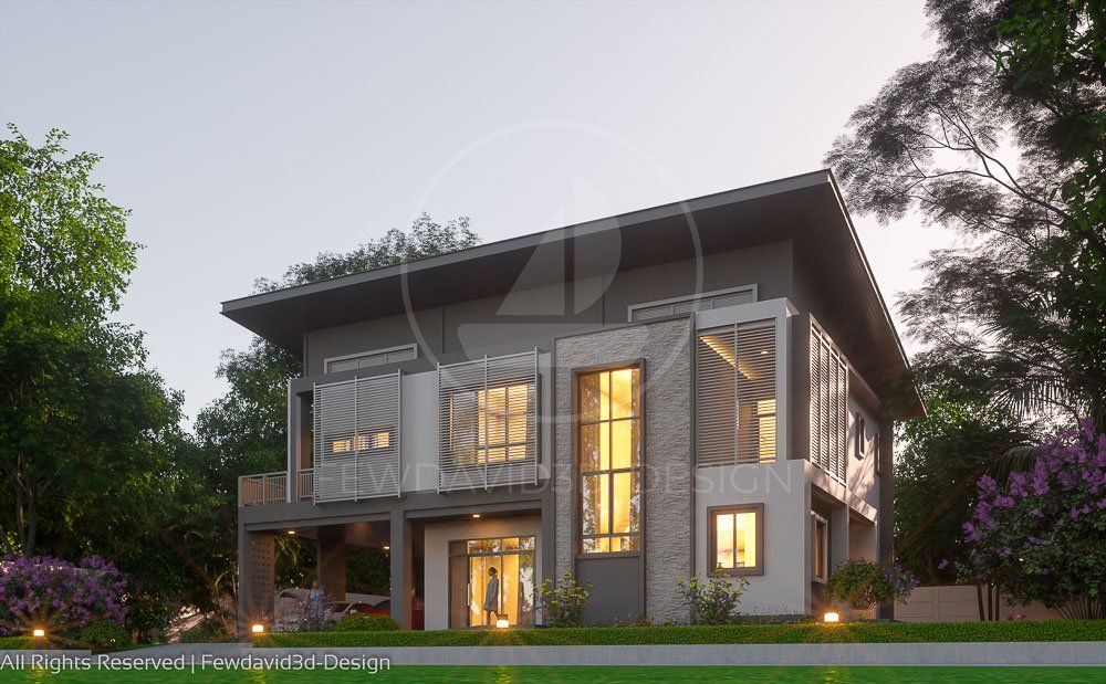 รับออกแบบบ้าน,บ้าน2ชั้น,โมเดิร์น,เขียนแบบ,หน้าตาบ้าน