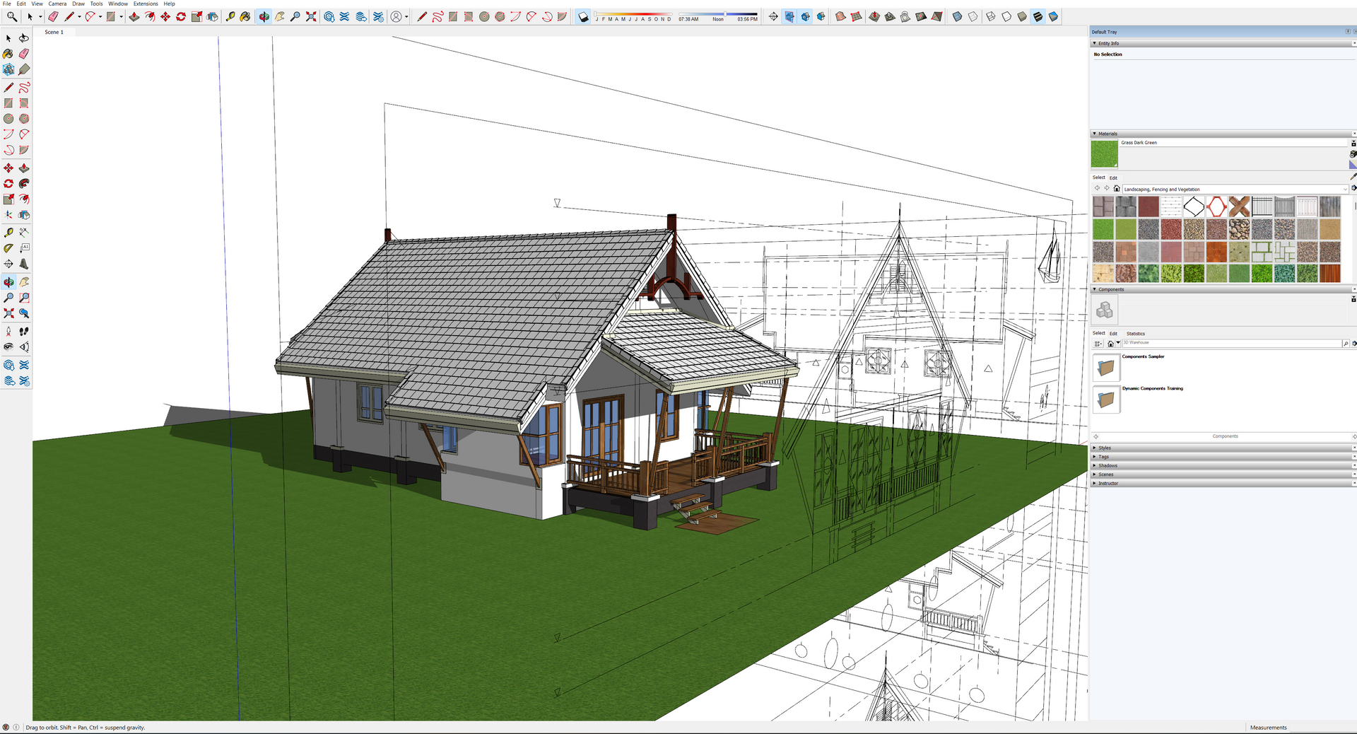 ตัวอย่างจากโปรแกรม SketchUp แบบบ้านสำเร็จรูป2ห้องนอน1ห้องน้ำ