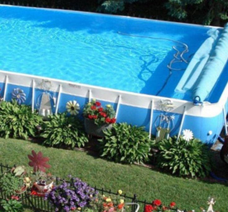 Above Ground Splash Super Pool With Landscaping Around the Edges. Get Yours at Columbia Pool & Spa