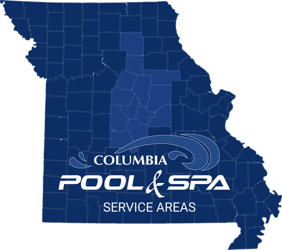 Columbia pool & spa service area is shown on a map