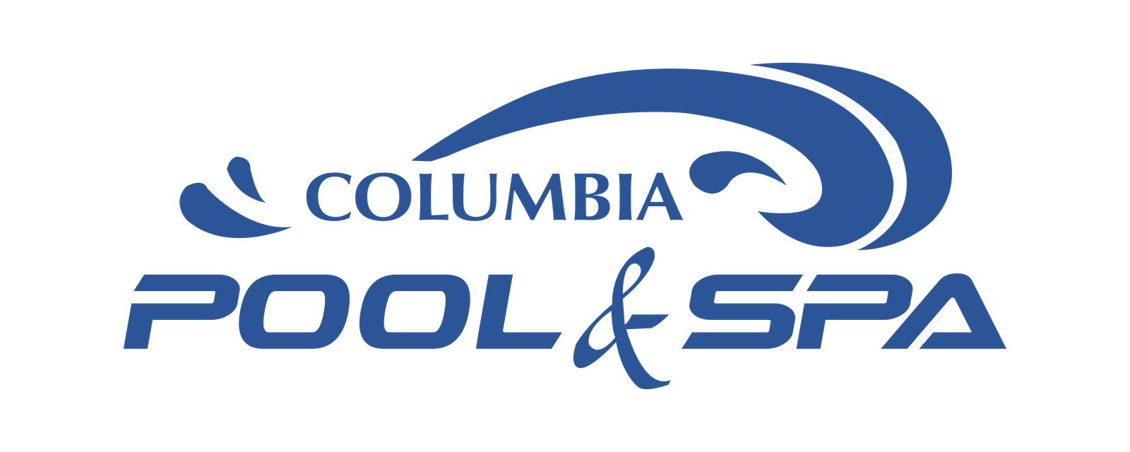Columbia Pool & Spa logo in blue with a stylized wave icon