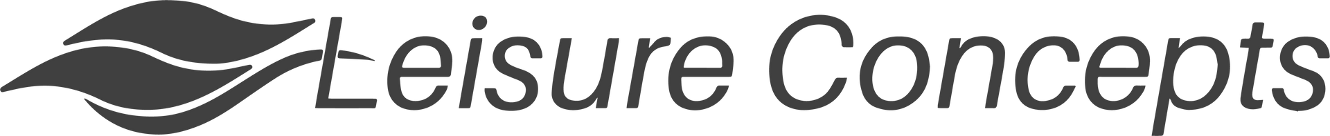 Leisure Concepts logo with stylized wave icon and gray text