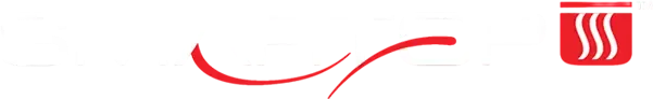 Red wave line and small red logo on a white background