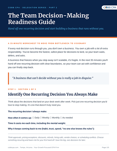 digital download graphic for team decision readiness guide