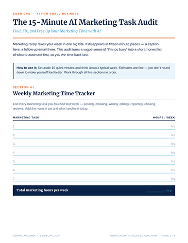 Digital download graphic 15 minutes for AI in marketing
