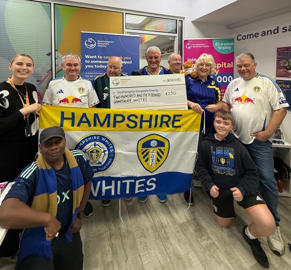 Hampshire Whites Presenting Cheque to Piam Brown Ward