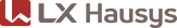 LX Hausys logo with red square icon and gray wordmark
