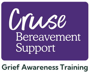 Cruse Bereavement Support logo on purple with “Grief Awareness Training” text