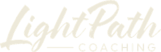 LightPath Coaching logo in pale gold script on a white background