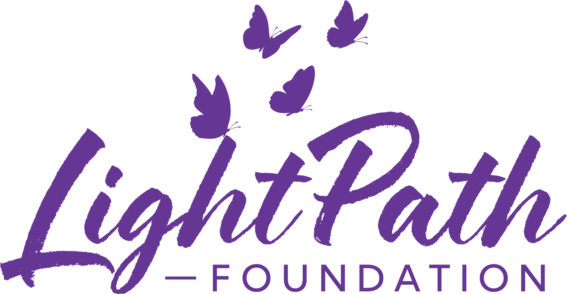Purple LightPath Foundation logo with butterflies above the wordmark