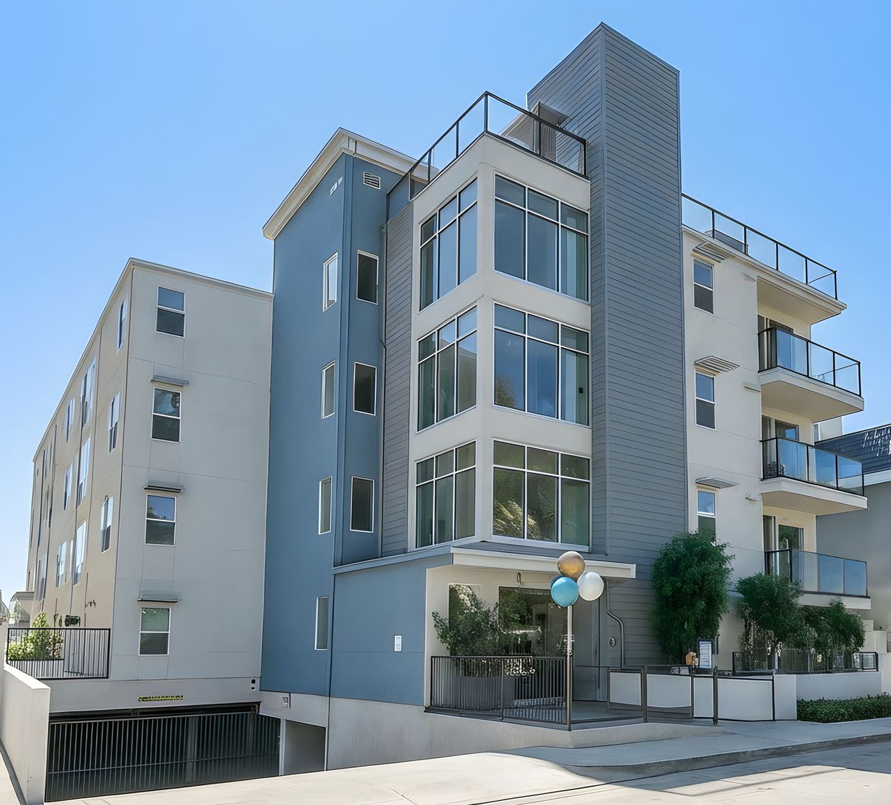 a photo showing the mix luxury apartments upper building facade