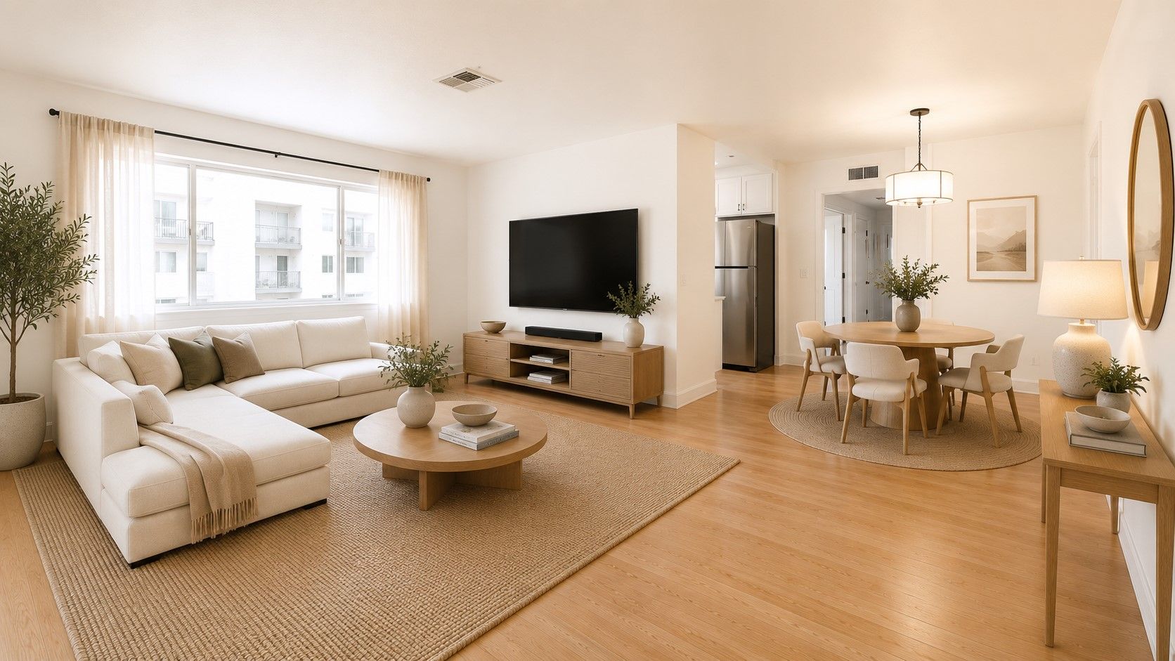 Huge and bright interiors of the 2-bedroom unit at 604 E Orange Grove Ave., Burbank, CA 91501