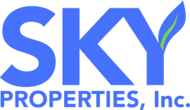 image of the SKY Properties logo typeface graphics in sky blue and green color