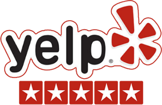 another stylized logo type face of Yelp reviews